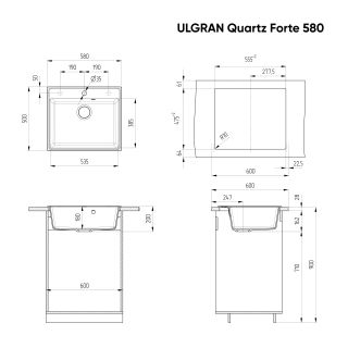 Кухонная мойка Ulgran Quartz Forte 580-08 космос